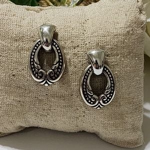 Brighton doorknocker scrolled vintage retired silver plated earrings